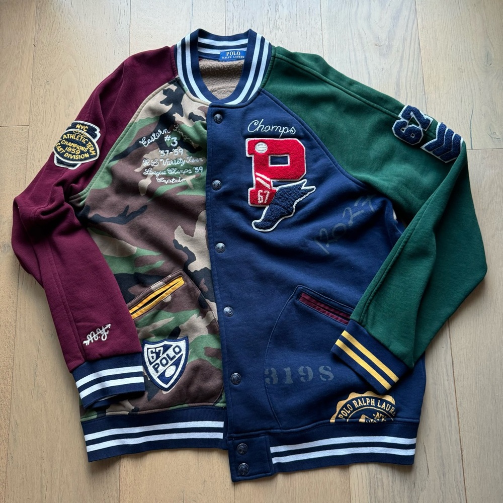 Men’s Polo Patchwork Baseball Letterman Jacket